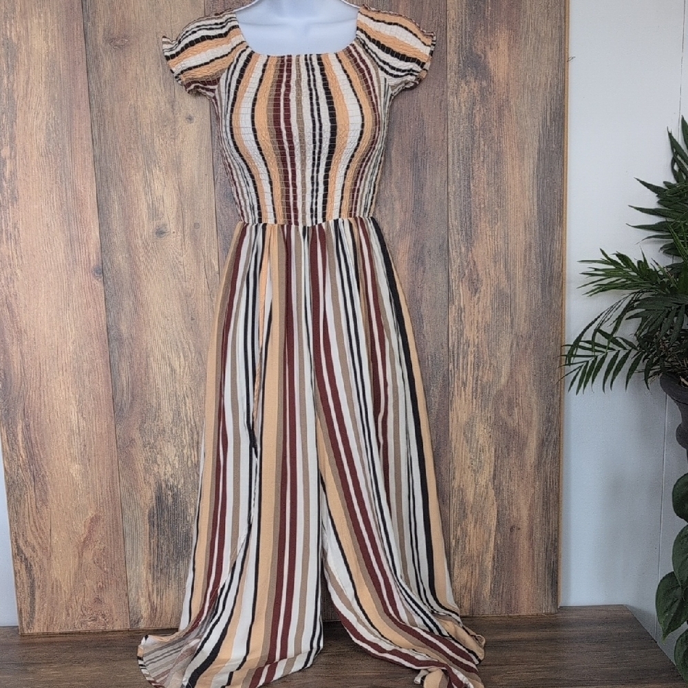Justify Colorful Striped Fitted Wide Leg Jumpsuit S